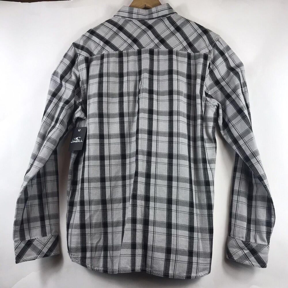 O'Neill Mens Carpenter LS Gray Black Plaid Long Sleeve Shirt Large $55 - Picture 5 of 5